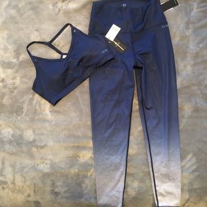 NWT- Ocean blue legging/sports bra set size med